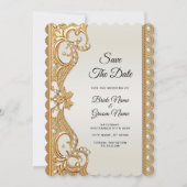 Gouden witte parels Bewaar de datum Save The Date (Voorkant)