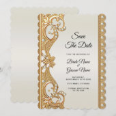Gouden  witte parels Bewaar de datum Save The Date (Voorkant / Achterkant)