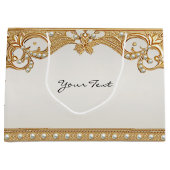 Gouden Witte Parels Gift Bag Groot Cadeauzakje (Voorkant)