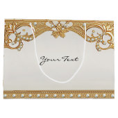 Gouden Witte Parels Gift Bag Groot Cadeauzakje (Achterkant)