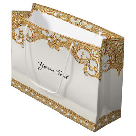 Gouden  Witte Parels Gift Bag Groot Cadeauzakje