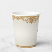 Gouden  Witte Parels Papieren beker (Voorkant)
