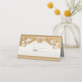 Gouden  witte parels Place Card Plaatskaartje (Voorkant)