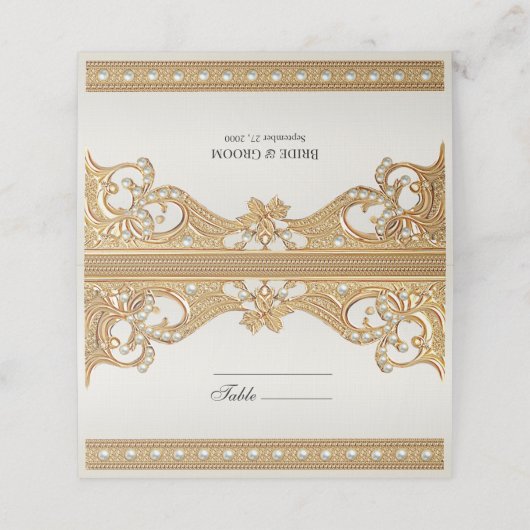 Gouden  witte parels Place Card Plaatskaartje (Buitenkant ongevouwen)