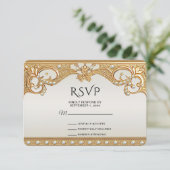 Gouden witte parels RSVP-kaart RSVP Kaartje (Staand voorkant)