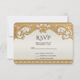 Gouden witte parels RSVP-kaart RSVP Kaartje