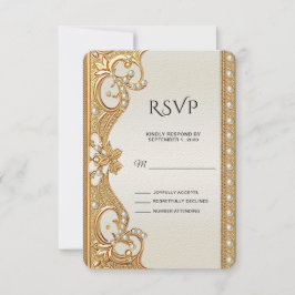 Gouden witte parels RSVP-kaart RSVP Kaartje