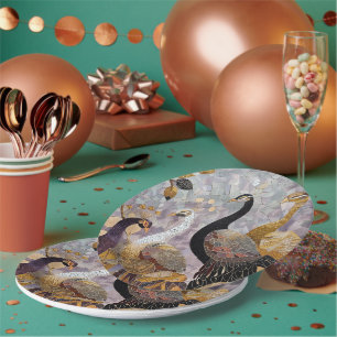 Gouden Witte Pauw Kerstmis Papieren Bordje