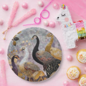 Gouden Witte Pauw Kerstmis Papieren Bordje (Feest)