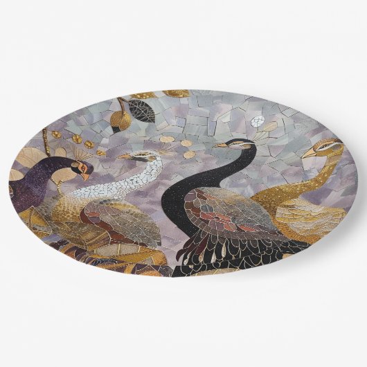 Gouden Witte Pauw Kerstmis Papieren Bordje (Gekanteld)