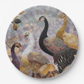 Gouden Witte Pauw Kerstmis Papieren Bordje (Voorkant)