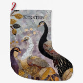 Gouden Witte Pauw Kerstnaam Grote Kerstsok (Voorkant)