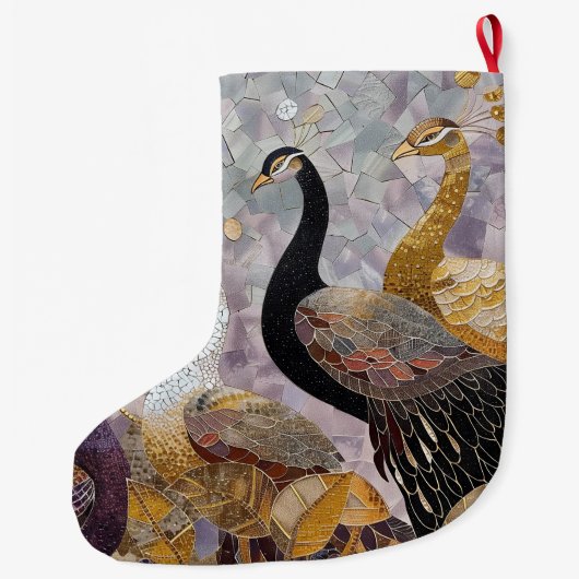 Gouden Witte Pauw Kerstnaam Grote Kerstsok (Achterkant)