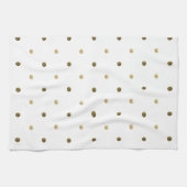 Gouden Witte Polka Dots Gouden Stippen Elegant Ont Theedoek (Horizontaal)