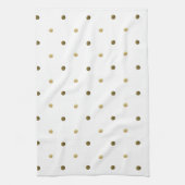 Gouden Witte Polka Dots Gouden Stippen Elegant Ont Theedoek (Verticaal)