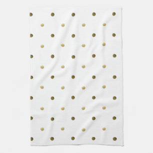 Gouden Witte Polka Dots Gouden Stippen Elegant Ont Theedoek