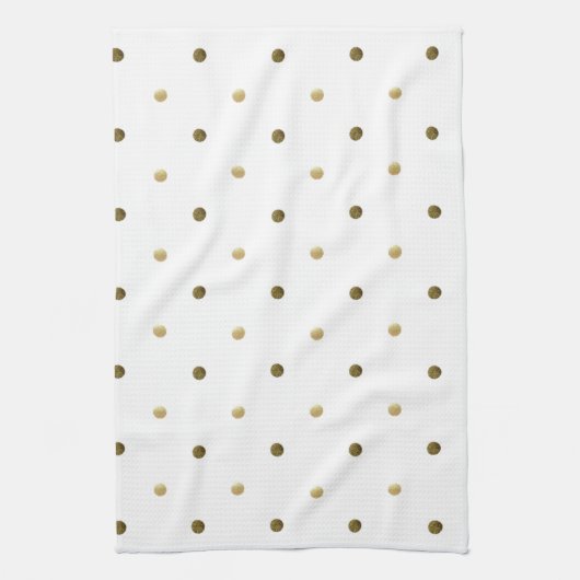 Gouden Witte Polka Dots Gouden Stippen Elegant Ont Theedoek (Verticaal)