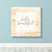 Gouden Witte Roze Confettien Canvas Afdruk (Insitu (Houten vloer))