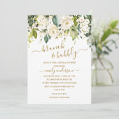 Gouden witte rozenbrunch en bubbelig Vrijgezellenf Kaart (Staand voorkant)