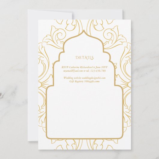 Gouden Witte Sierlijke Katholieke Huwelijksmis Bru Kaart (Achterkant)