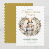 Gouden Witte Sneeuwman Groene Kerstfeest Kaart (Voorkant / Achterkant)