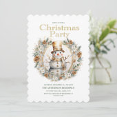 Gouden Witte Sneeuwman Groene Kerstfeest Kaart (Staand voorkant)