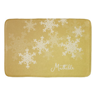 Gouden Witte Sneeuwvlokken Minimalistische Kerst N Badmat
