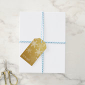 Gouden Witte Sneeuwvlokken Minimalistische Kerstmi Cadeaulabel (Met Touw)