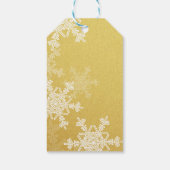 Gouden Witte Sneeuwvlokken Minimalistische Kerstmi Cadeaulabel (Achterkant)