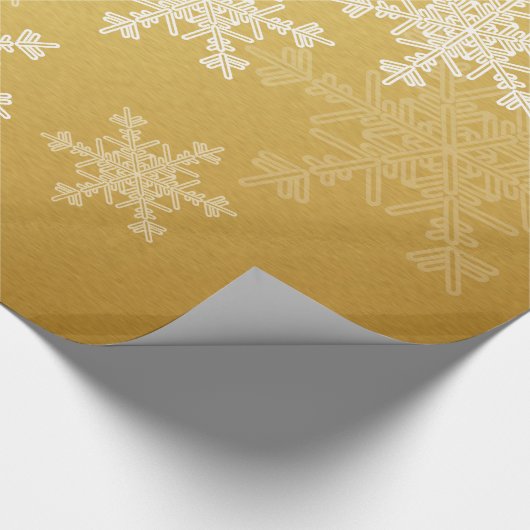 Gouden Witte Sneeuwvlokken Minimalistische Kerstmi Cadeaupapier (Hoek)