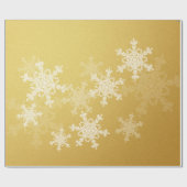 Gouden Witte Sneeuwvlokken Minimalistische Kerstmi Cadeaupapier (Vlak)