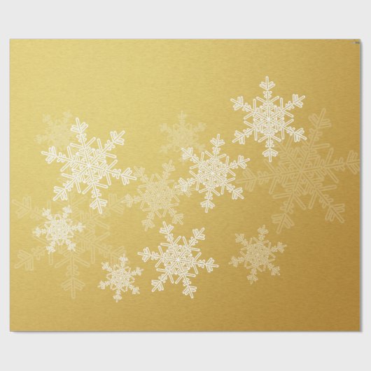 Gouden Witte Sneeuwvlokken Minimalistische Kerstmi Cadeaupapier (Vlak)