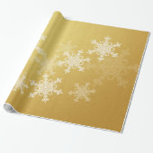Gouden Witte Sneeuwvlokken Minimalistische Kerstmi Cadeaupapier (Uitgerold)