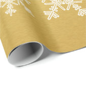 Gouden Witte Sneeuwvlokken Minimalistische Kerstmi Cadeaupapier (Rol Hoek)