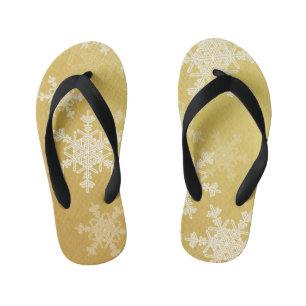 Gouden Witte Sneeuwvlokken Minimalistische Kerstmi Kinder Teenslippers