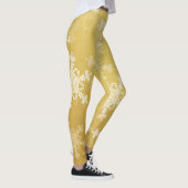 Gouden Witte Sneeuwvlokken Minimalistische Kerstmi Leggings (Rechts)