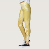 Gouden Witte Sneeuwvlokken Minimalistische Kerstmi Leggings (Links)