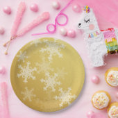 Gouden Witte Sneeuwvlokken Minimalistische Kerstmi Papieren Bordje (Feest)