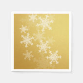 Gouden Witte Sneeuwvlokken Minimalistische Kerstmi Servetten (Voorkant)