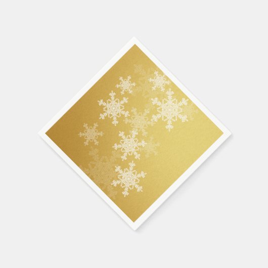 Gouden Witte Sneeuwvlokken Minimalistische Kerstmi Servetten (Hoek)