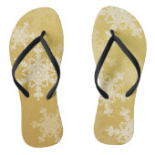 Gouden Witte Sneeuwvlokken Minimalistische Kerstmi Teenslippers (Voetbed)