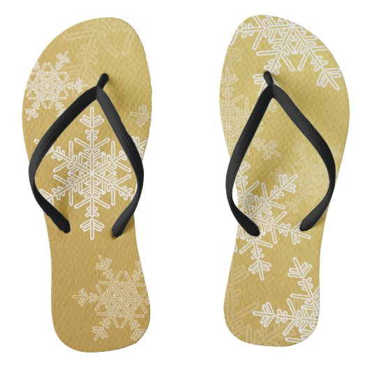 Gouden Witte Sneeuwvlokken Minimalistische Kerstmi Teenslippers (Voetbed)