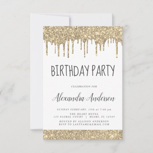 Gouden Witte Sparkle Glitter Elke Leeftijd Verjaar Kaart (Voorkant)