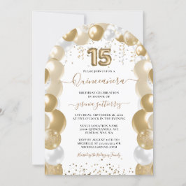 Gouden Witte Sparkle Quinceañera Ballon Foto Kaart