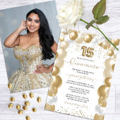 Gouden Witte Sparkle Quinceañera Ballon Foto Kaart