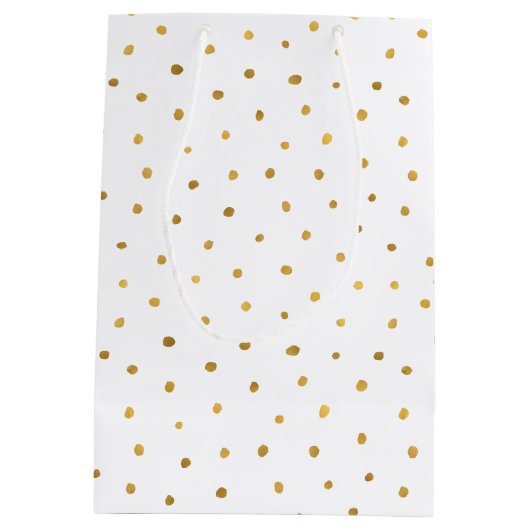 Gouden witte Stippen Medium Cadeauzakje (Achterkant)