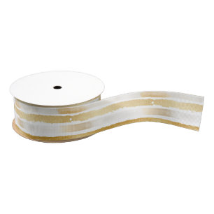 Gouden Witte Strepen Bruidsuitnodiging Grosgrain Lint