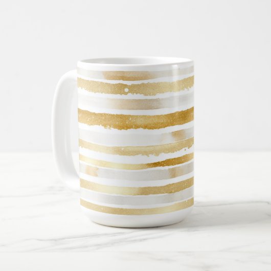 Gouden witte strepen koffiemok (Voorkant links)