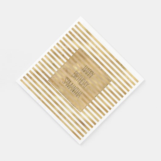 Gouden witte strepen servet (Hoek)