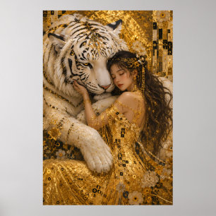 Gouden Witte Tijger Koninklijke Fantasie Kunst Poster